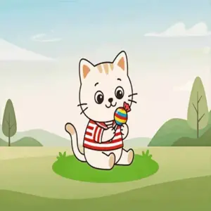 Cute cat eating candy diamond painting kit with a playful sweet design