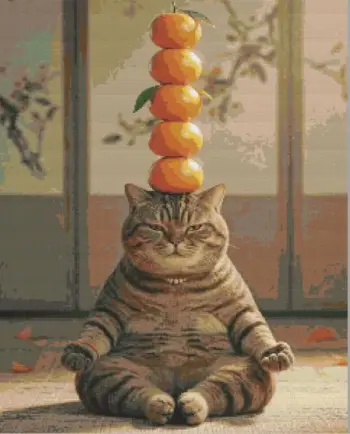 Cat doing yoga diamond painting kit | cute relaxing cat