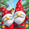 Christmas gnomes diamond painting kit — festive holiday gnomes in a cozy Christmas scene