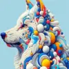 Colorful abstract wolf diamond painting kit — stylized wolf portrait with flowing multicolor shapes