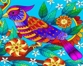 Colorful mandala bird diamond painting kit — vibrant bird with intricate mandala patterns
