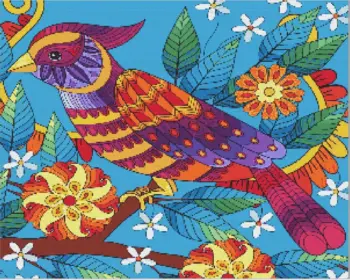 Colorful mandala bird diamond painting kit — vibrant bird with intricate mandala patterns