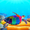 Colorful turtle diamond painting kit — vibrant turtle artwork with bright patterned shell