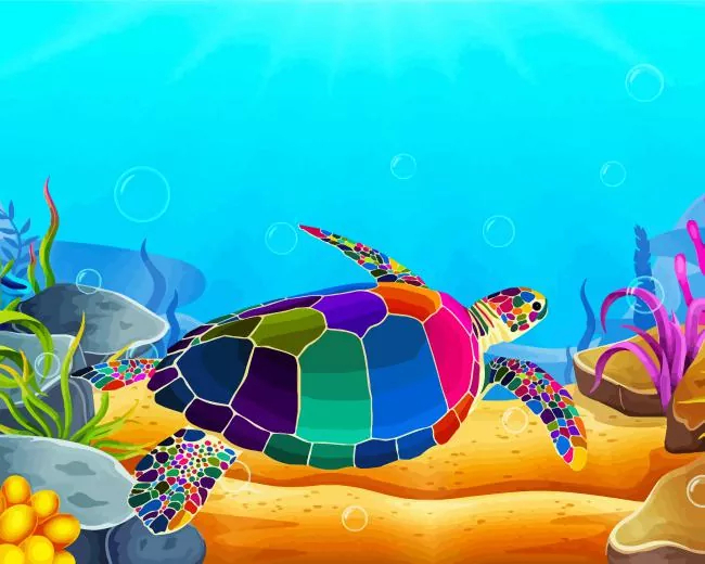 Colorful Turtle Diamond Painting Kit Colorful turtle diamond painting kit — vibrant turtle artwork with bright patterned shell