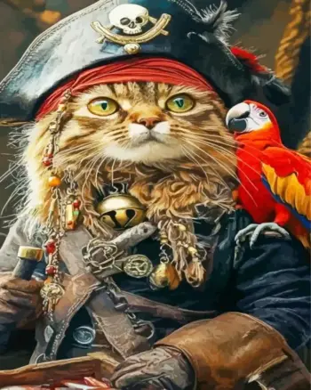 Cool Pirate Cat Diamond Painting Kit