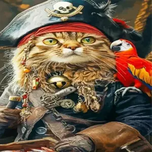 Cool Pirate Cat Diamond Painting Kit