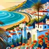 Costa Del Sol Malaga diamond painting kit — sunny Spanish coastal scenery with Mediterranean charm