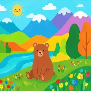 Cute brown bear diamond painting kit with a sweet woodland design