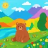 Cute brown bear diamond painting kit with a sweet woodland design