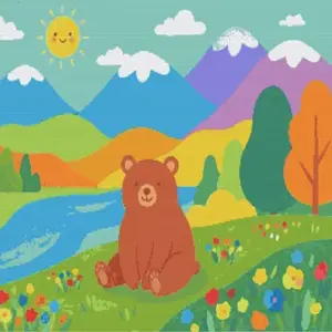 Cute brown bear diamond painting kit with a sweet woodland design