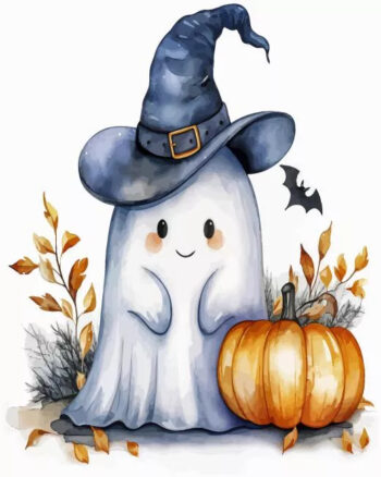 Cute ghost diamond painting kit — adorable spooky ghost artwork
