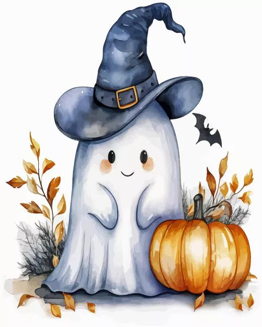 Cute Ghost Diamond Painting Kit Cute ghost diamond painting kit — adorable spooky ghost artwork