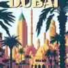 Dubai poster diamond painting kit — colorful cityscape with iconic modern architecture