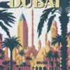 Dubai poster diamond painting kit — colorful cityscape with iconic modern architecture