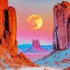 Monument Valley diamond painting kit — full moon over desert rock formations