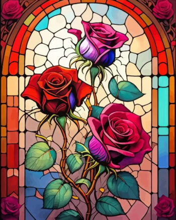 Glass flowers diamond painting kit — luminous floral design with delicate glass-like petals