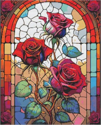 Glass flowers diamond painting kit — luminous floral design with delicate glass-like petals