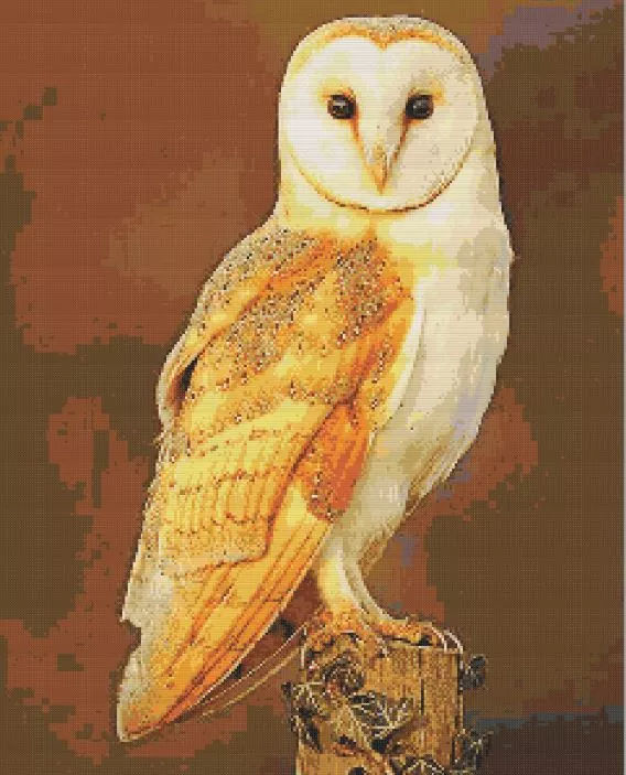 Golden Masked Owl Diamond Painting Kit Golden owl diamond painting kit — masked owl with rich golden feathers