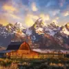 Grand Teton Mountains diamond painting kit — rugged Wyoming peaks surrounded by scenic wilderness