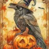 Dark Halloween raven diamond painting kit with spooky gothic