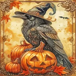 Halloween raven diamond painting kit with dark spooky gothic vibes