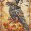 Dark Halloween raven diamond painting kit with spooky gothic