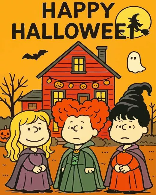 Happy Halloween Diamond Painting Kit Hocus Pocus Halloween diamond painting kit with magical witchy vibes
