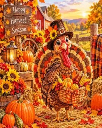Happy Thanksgiving diamond painting kit - festive autumn holiday design