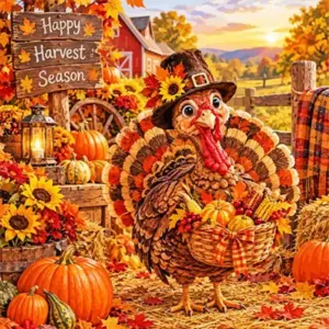 Happy Thanksgiving diamond painting kit - festive autumn holiday design