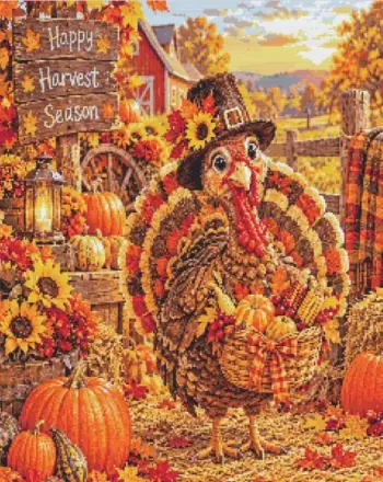 Happy Thanksgiving diamond painting kit - festive autumn holiday design
