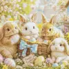 Happy Easter rabbits diamond painting with cute bunnies