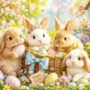 Happy Easter rabbits diamond painting with cute bunniesHappy Easter rabbits diamond painting with cute bunnies