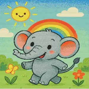 Happy elephant diamond painting kit with colorful playful design