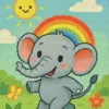 Happy elephant diamond painting kit with colorful playful design