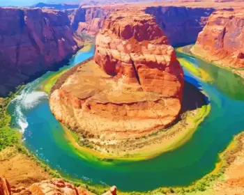 Horseshoe Bend diamond painting kit — Colorado River curving around red sandstone cliffs in Arizona
