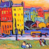 Houses In Munich diamond painting kit — colorful abstract houses with geometric details
