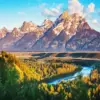 Jackson Hole diamond painting kit — scenic mountain landscape surrounded by beautiful Wyoming nature