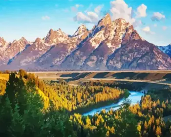 Jackson Hole diamond painting kit — scenic mountain landscape surrounded by beautiful Wyoming nature