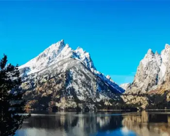Jackson Lake diamond painting kit — peaceful lake with dramatic Teton mountain scenery