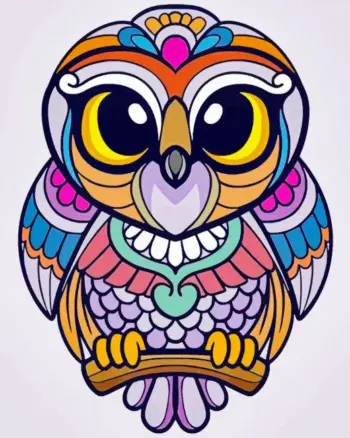Mandala owl diamond painting kit — detailed owl with intricate mandala feather patterns