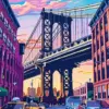 Manhattan Bridge diamond painting kit — iconic New York bridge and cityscape