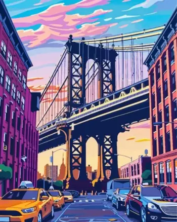 Manhattan Bridge diamond painting kit — iconic New York bridge and cityscape