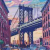 Manhattan Bridge diamond painting kit — iconic New York bridge and cityscape