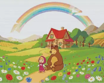 Masha and the Bear diamond painting kit with Masha and Bear