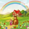 Masha and the Bear diamond painting kit with Masha and Bear