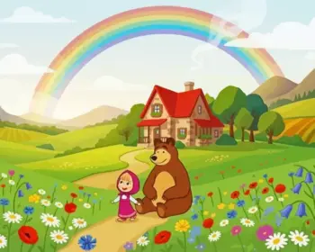 Masha and the Bear diamond painting kit with Masha and Bear