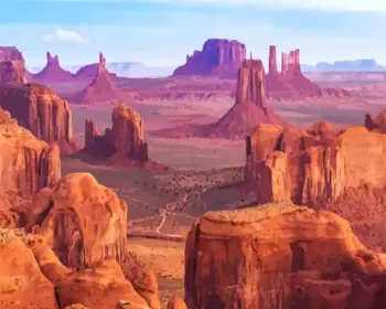 Monument Valley diamond painting kit — panoramic view of red rock formations from Hunts Mesa
