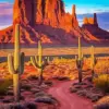 Monument Valley diamond painting kit — red rock formations with desert cactus scenery