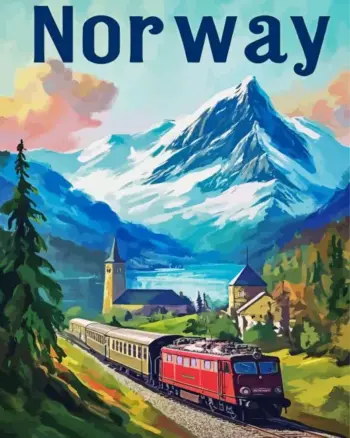 Norway poster diamond painting kit celebrating Norwegian pride