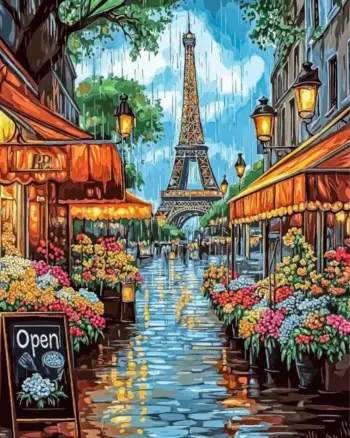 Paris city diamond painting kit — iconic Paris architecture and charming city streets